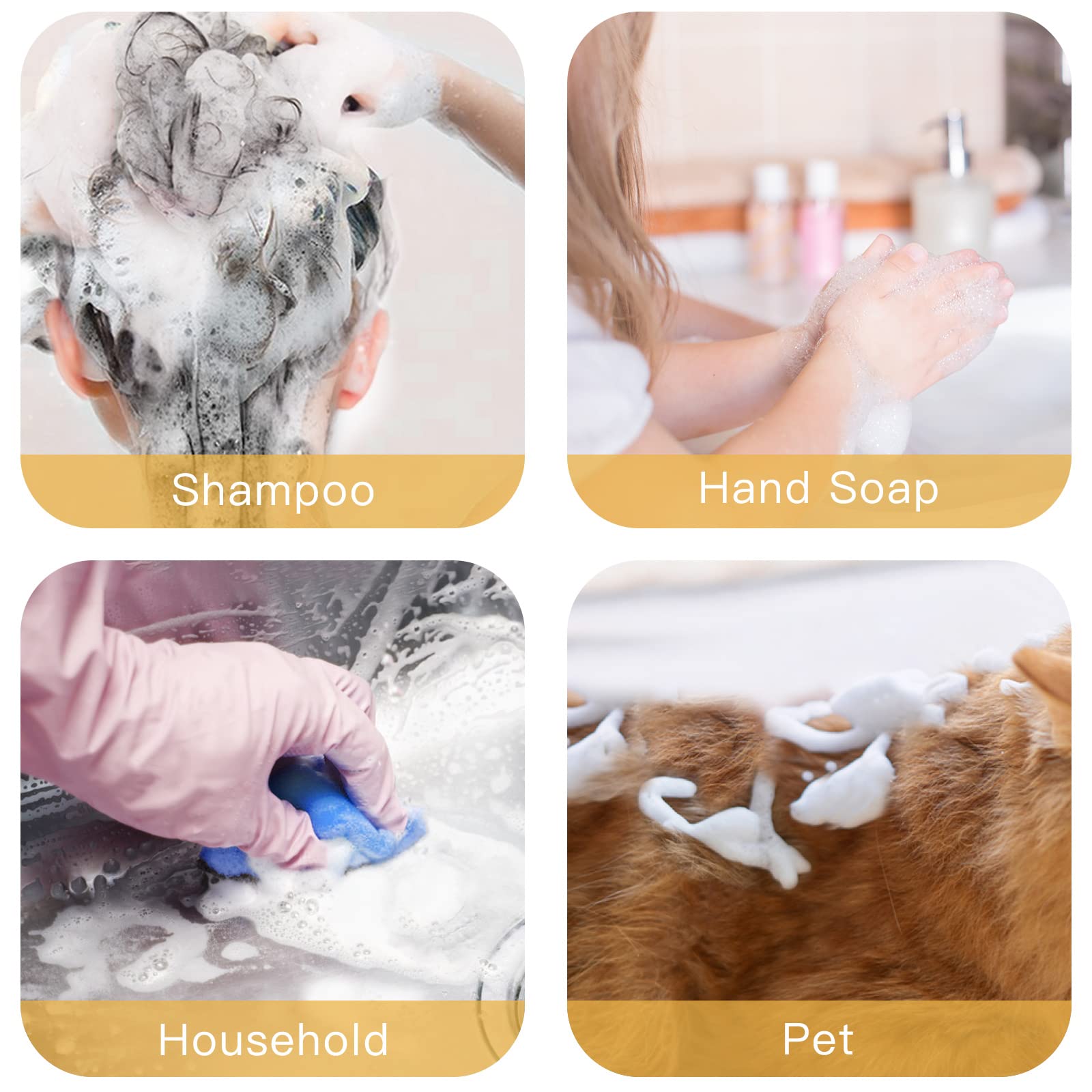 Tekson 10Pcs Soap Foam Bottle (2 Oz), Empty Travel Foaming Lash Shampoo For Cleanser, Dispenser (Yellow Pump)